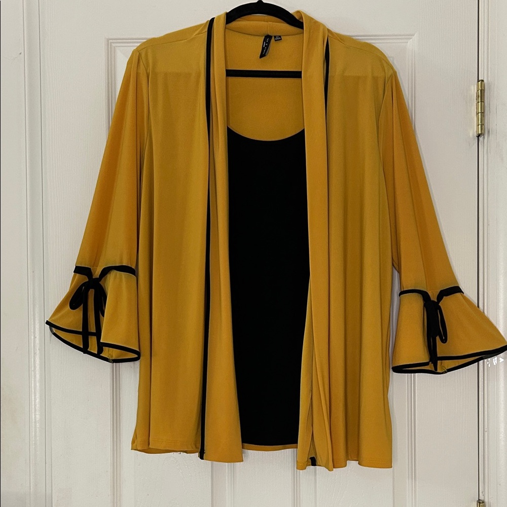 Zero to Eight - Yellow Women's Blouse with Black Trim